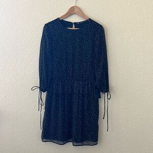 NWT ZARA BLACK STAR DRESS SLIT LONG SLEEVES DRAWSTRING PEPLUM SIZE M